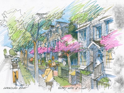 Artist rendering of a new townhouse development at 1103 Ridgewood Drive