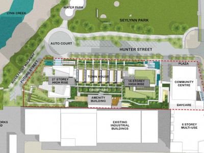 Site plan for proposed development at 1401 Hunter Street