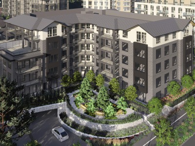 Rendering of the proposed building's bird's eye view facing west