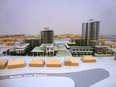 Model of LARCO development looking east from Belle Isle Place