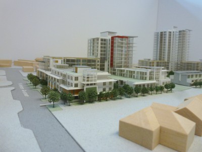 Model of LARCO development looking southeast from Fullterton Ave and Belle Isle Place