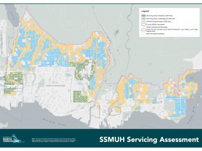 A map indicating SSMUH Servicing Assessment. 