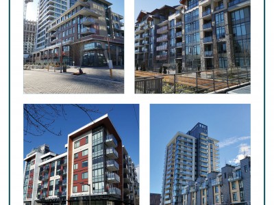 An information board with photographs of a variety of short-storey buildings that provides sample forms of Developments in Transit-Oriented Area (TOA).
