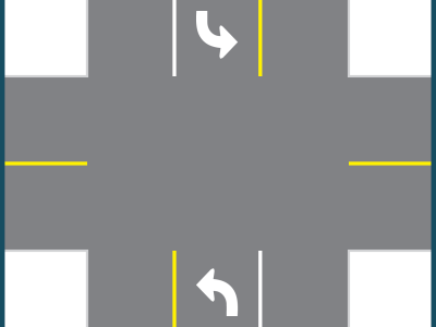 illustration of a left turn bay