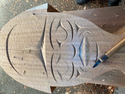 Carving the Welcome Figure.