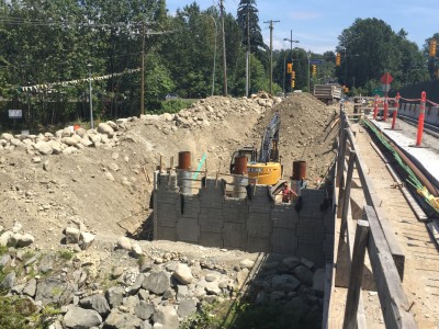 Keith road bridge construction: abutment walls