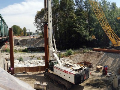 Shoring work being done on the new Keith Road bridge