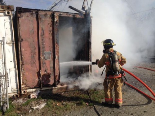 A fire fighter training exercise 