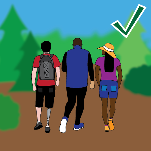 Trail safety illustration: Stay in your group